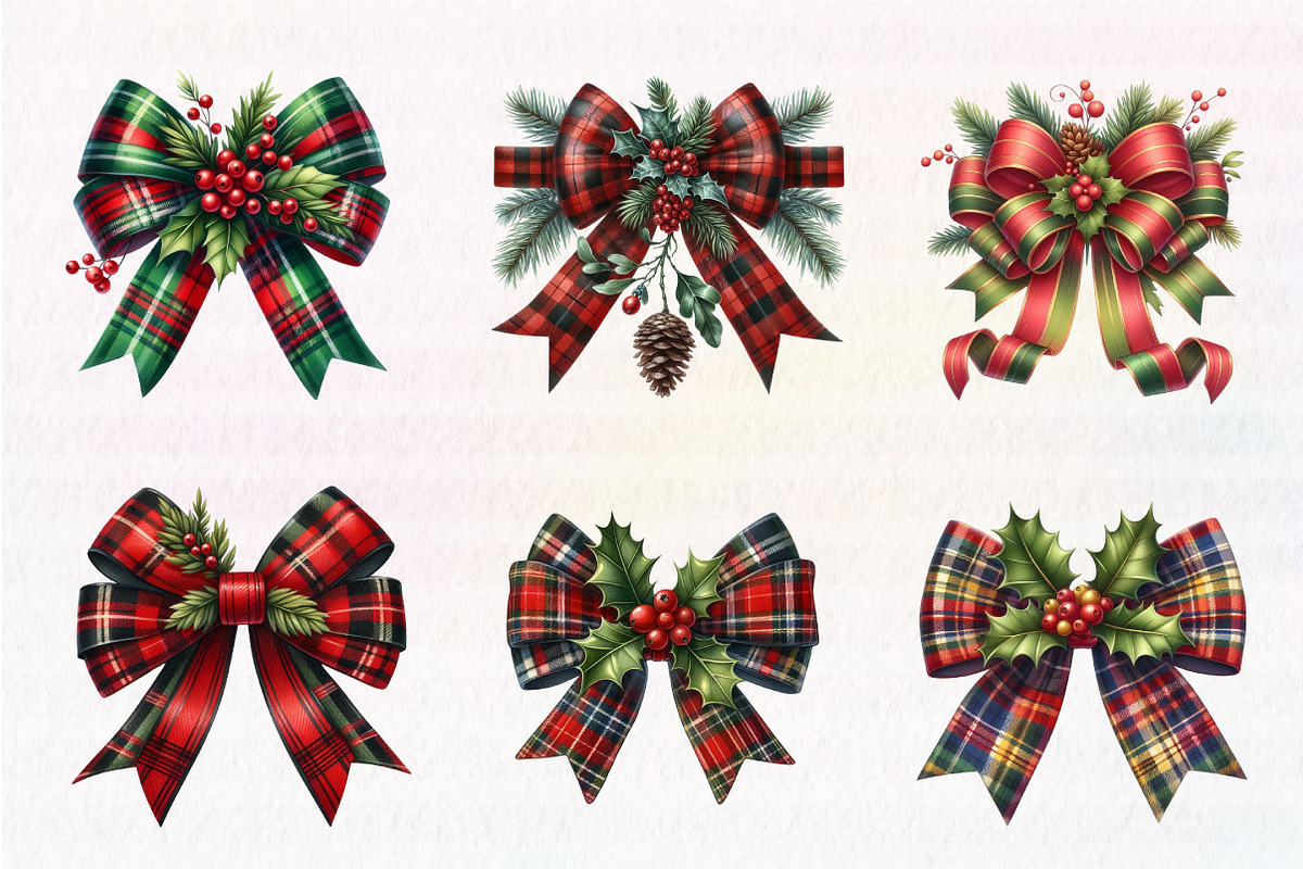 Coquette Christmas Bow Clipart, an Illustration by CreationArt (Photo 2 of 5)