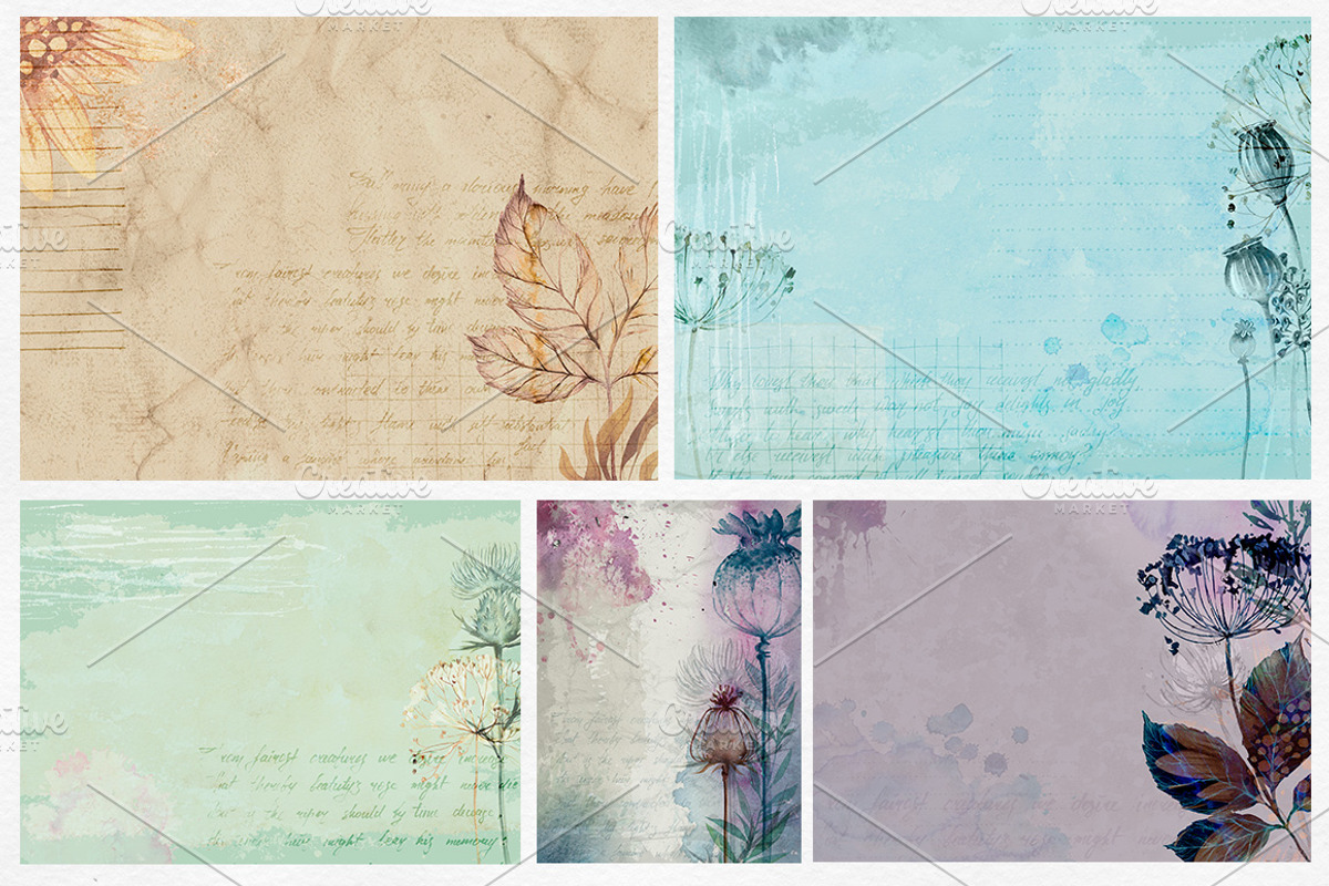 Herbarium. Watercolor Textures., a Texture Graphic by AlexGreenArt (Photo 4 of 9)