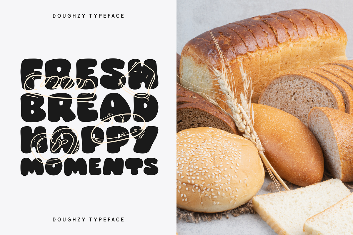 Doughzy – Groovy Bubble Font, a Serif Font by Rahagita Studio (Photo 3 of 7)