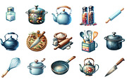 Watercolor Kitchen Utensils Clipart, an Illustration by Designking (Thumbnail 3 of 5)