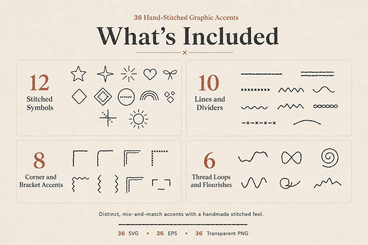 36 Hand-Stitched Graphic Accents, an Object Graphic by Designs24hr (Photo 2 of 7)