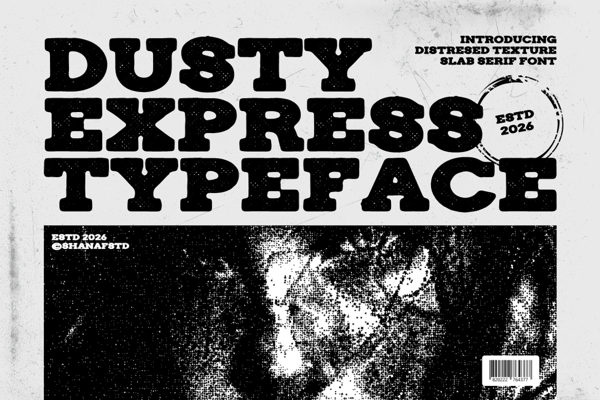 Dusty Express Rough Texture Font, a Font by PutraCetol Studio (Photo 1 of 6)