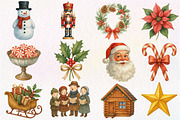 Vintage Christmas Clipart Bundle, an Illustration by Dream Creation (Thumbnail 3 of 5)