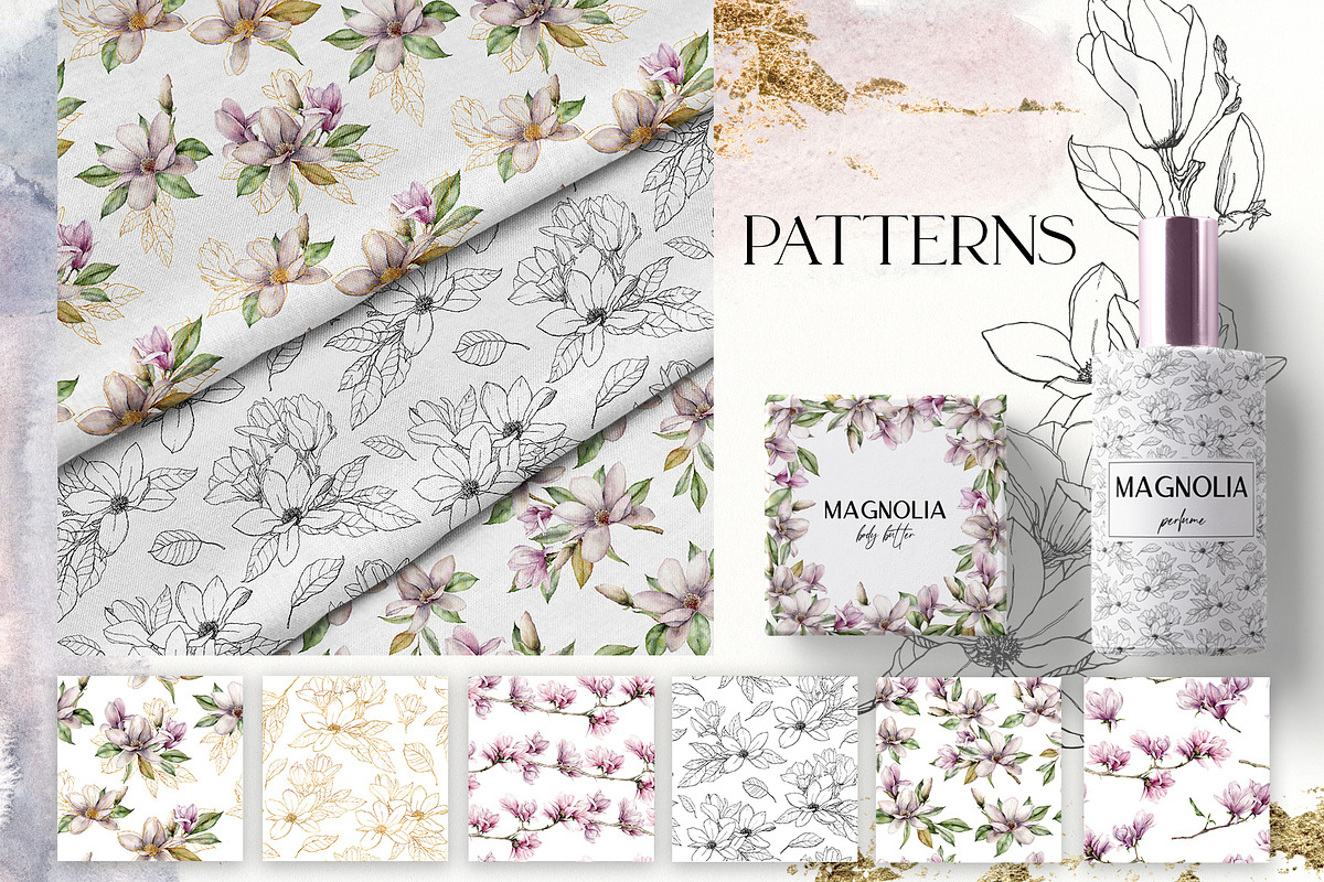 Magnolia flower leaves Watercolor, an Object Graphic by Yuliya Derbisheva (Photo 11 of 13)