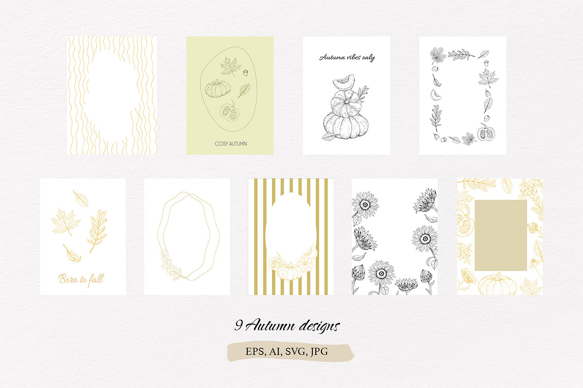 AUTUMN|Botanical line art collection, a Seasonal Illustration by Navenzeles (Photo 11 of 16)