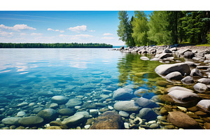 smooth stones in water ai generated, a Nature Photo by pikepicture