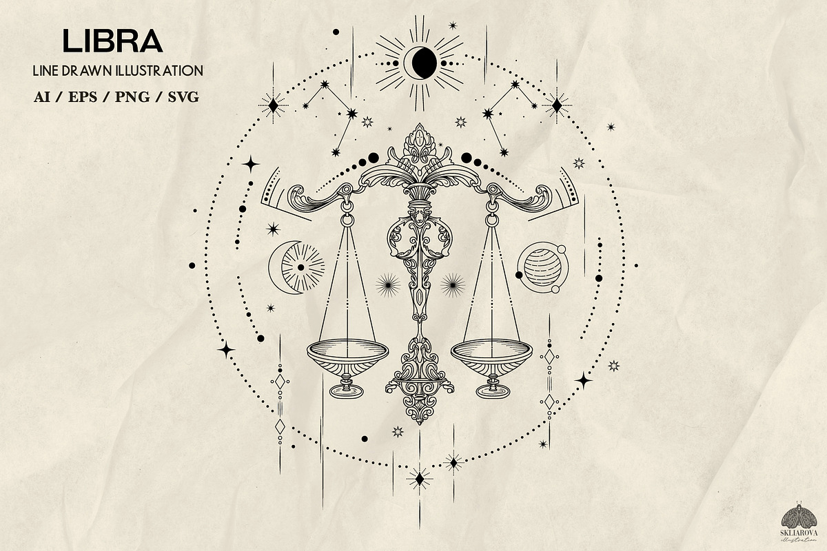 Zodiac signs line art + Procreate, a Decorative Illustration by Skliarova (Photo 10 of 16)