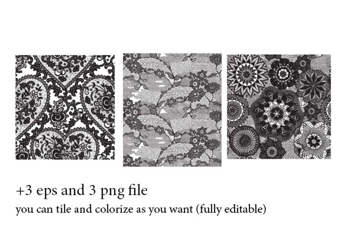 12 Lace patterned papers +editables preview 2