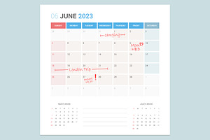 Calendar 2023 Planner Design Sunday