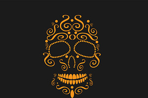 Skull Ornament Neon Orange Color