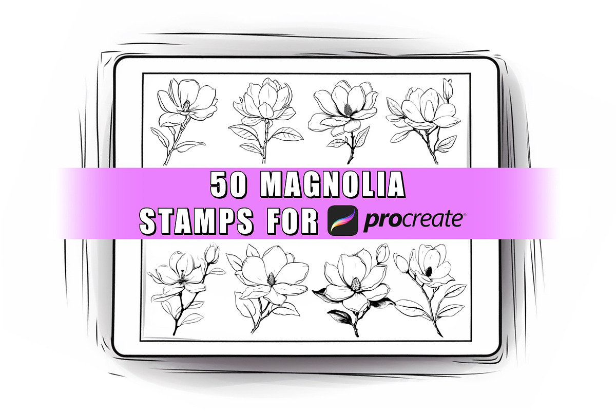 50 Magnolia Procreate Stamps Brushes, a Brush Add-On by Procreate Sale (Photo 1 of 6)