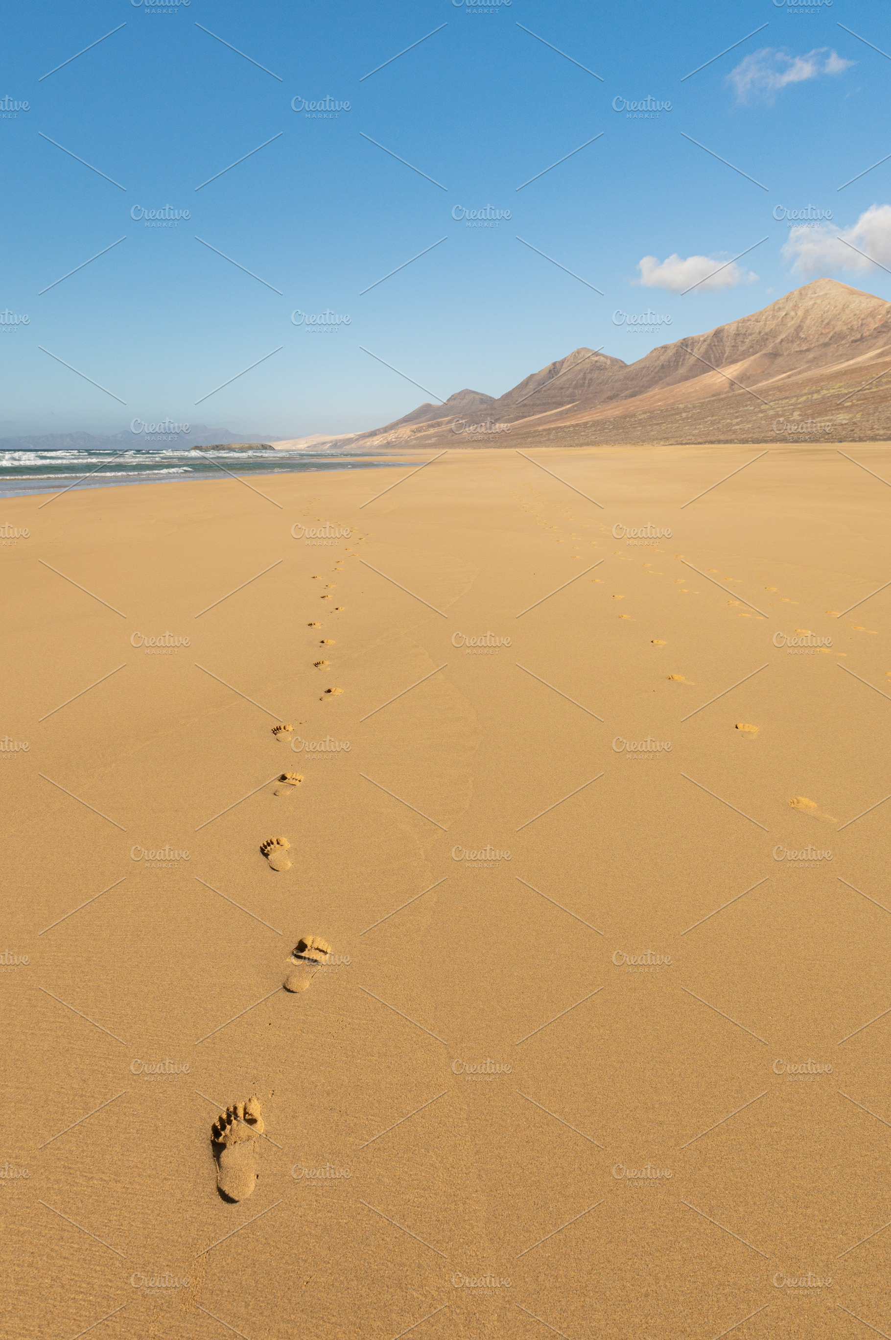 Footprints in sand on Cofete beach, a Nature Photo by BREATING NATURE