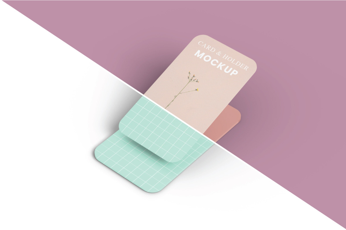 Realistic Rounded Card and Holder Mock