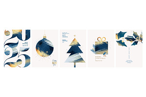 Set Of Christmas And New Year Cards