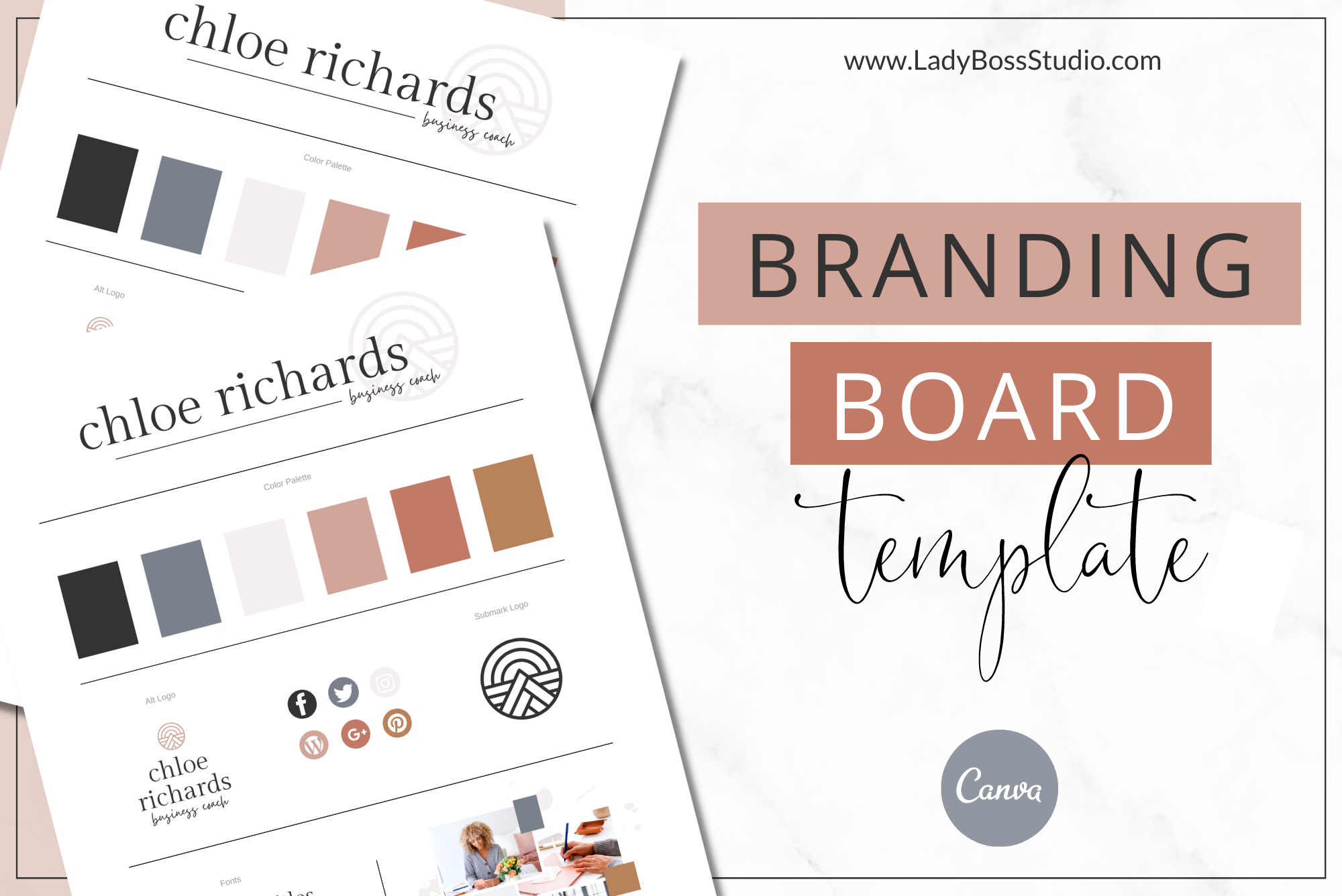 Canva Brand Board Chloe Richards by Lady Boss Studio  Creative Market