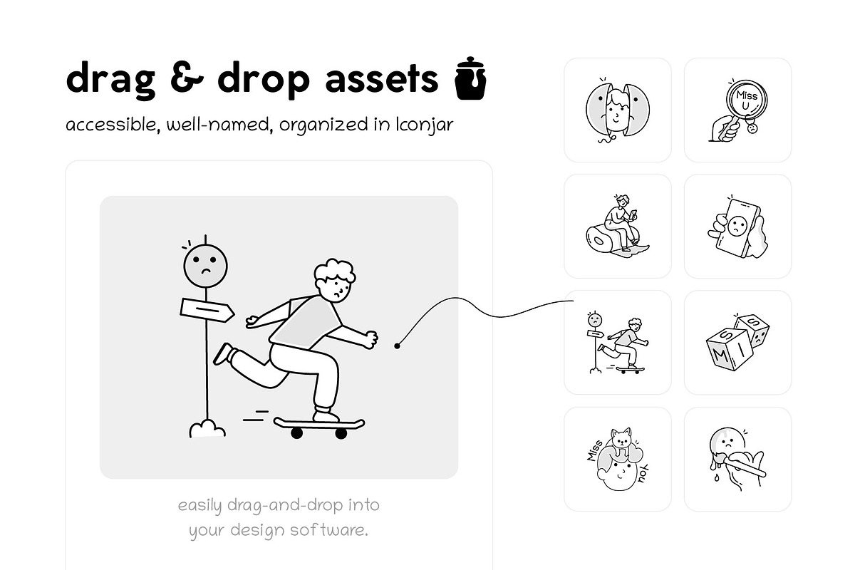 Miss You Doodle Icons Set, an Outline Icon by Vectors Market (Photo 4 of 8)