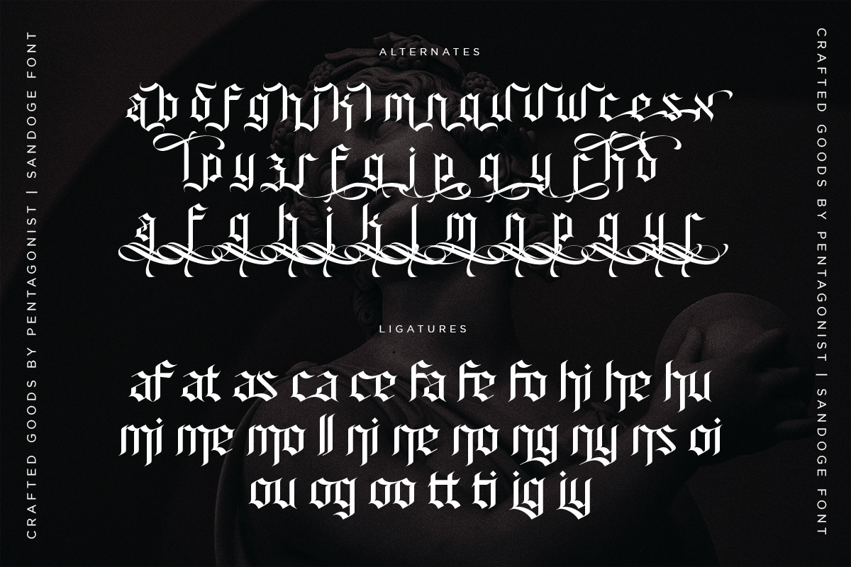 Sandoge | Blackletter Font, a Blackletter Font by Pentagonistudio (Photo 9 of 10)