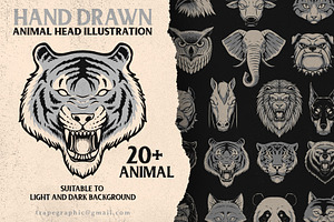 Animals head illustration collection