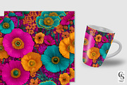 Bright Psychedelic Flowers Pattern, a Pattern Graphic by Creative Store (Thumbnail 2 of 5)