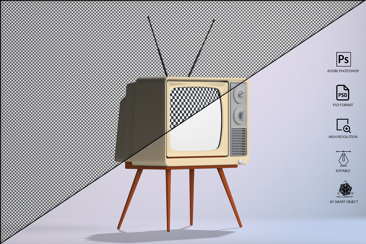 Retro Tv Mockup Pack, a Household Mockup by GraphicVil (Photo 6 of 23)