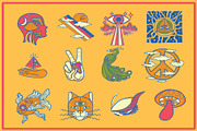 Psychedelic Mind Clipart Set, a Decorative Illustration by Phosphorus Design Co. (Thumbnail 3 of 8)