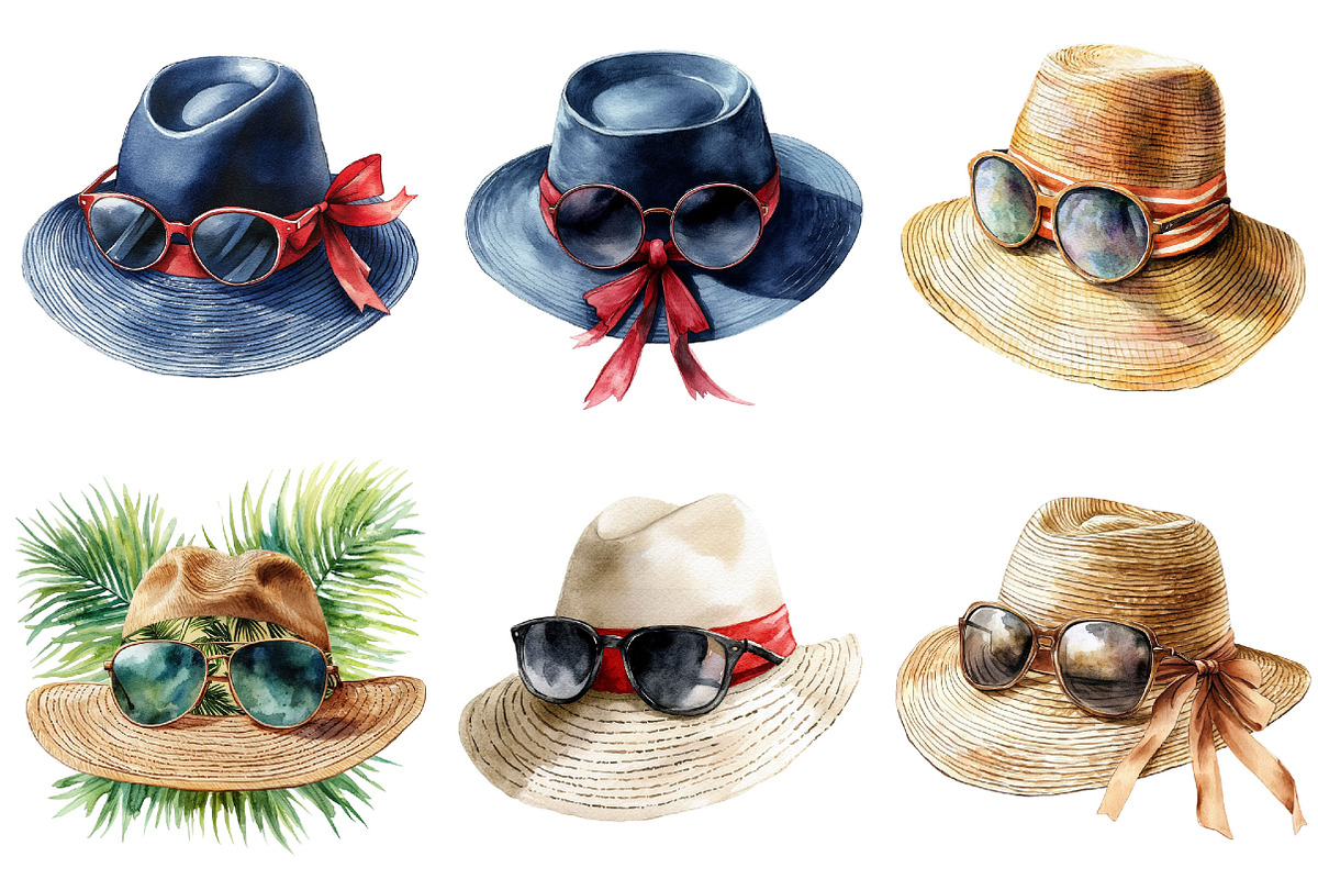Summer Elegant Hat Clipart Bundle, an Illustration by Pixels.Craft (Photo 4 of 8)