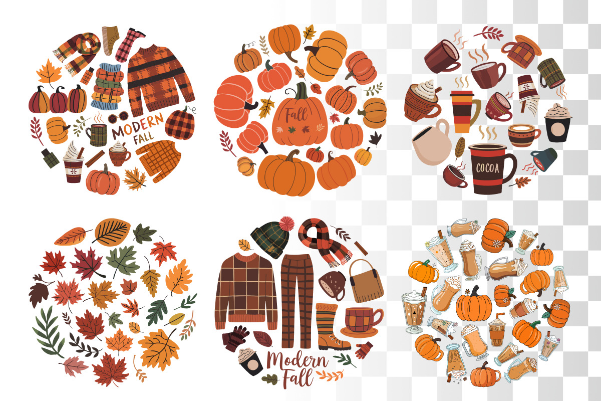 Autumn Cozy Collages - 6 Designs, a Seasonal Illustration by Whimsy Brush Studio (Photo 2 of 9)