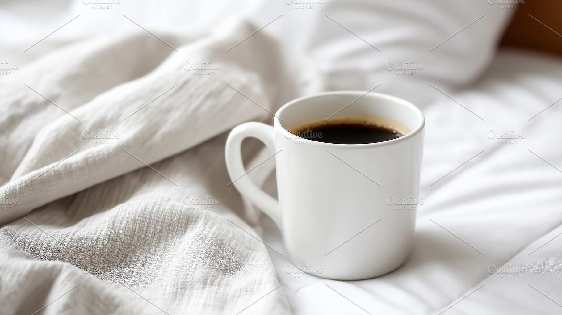 Warm cup of black coffee resting on, a Food & Drink Photo by MistyDay