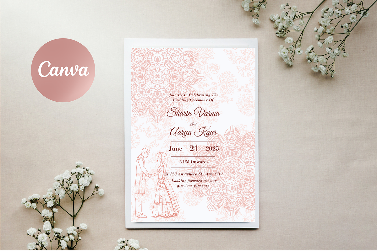 Timeless Henna Wedding Invite, an Invitation Template by SassyCorners (Photo 2 of 2)