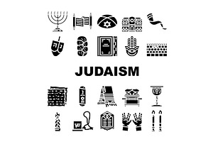 judaism religion jewish icons set, an Illustration by pikepicture