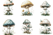 Watercolor Mushroom Clipart, an Illustration by Designking (Thumbnail 3 of 5)
