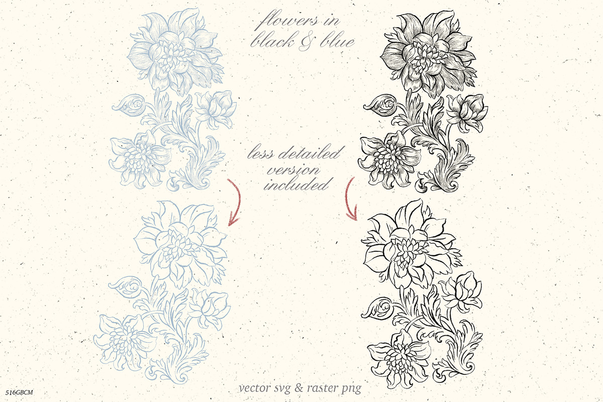 Baroque blue flowers, chinoiserie, a Decorative Illustration by GrafikBoutique (Photo 7 of 8)