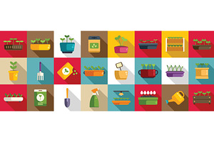 Growing microgreens icons set, an Object Illustration by Ylivdesign
