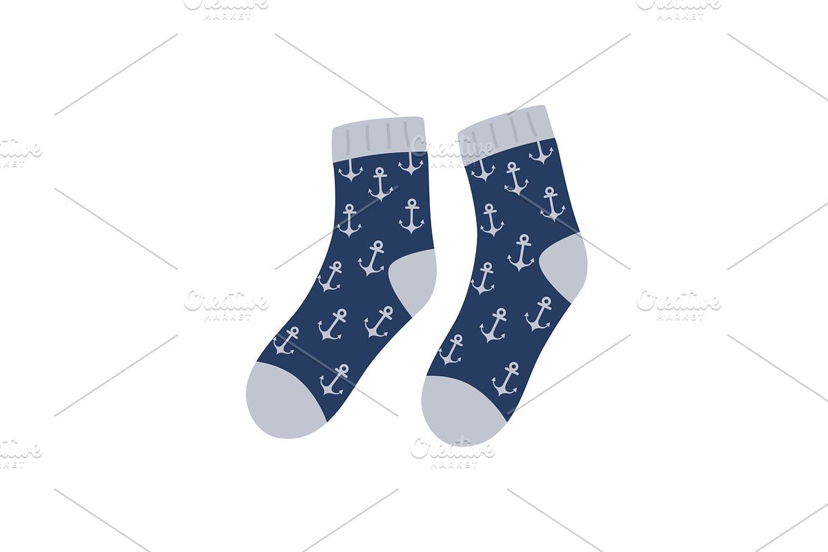 Socks with anchor drawing sock icon, an Object Illustration by Nadzin