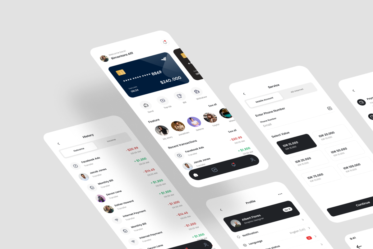 iBank - E-Wallet App UI Kit, an UI Kit Template by iDoodle Studio (Photo 3 of 4)