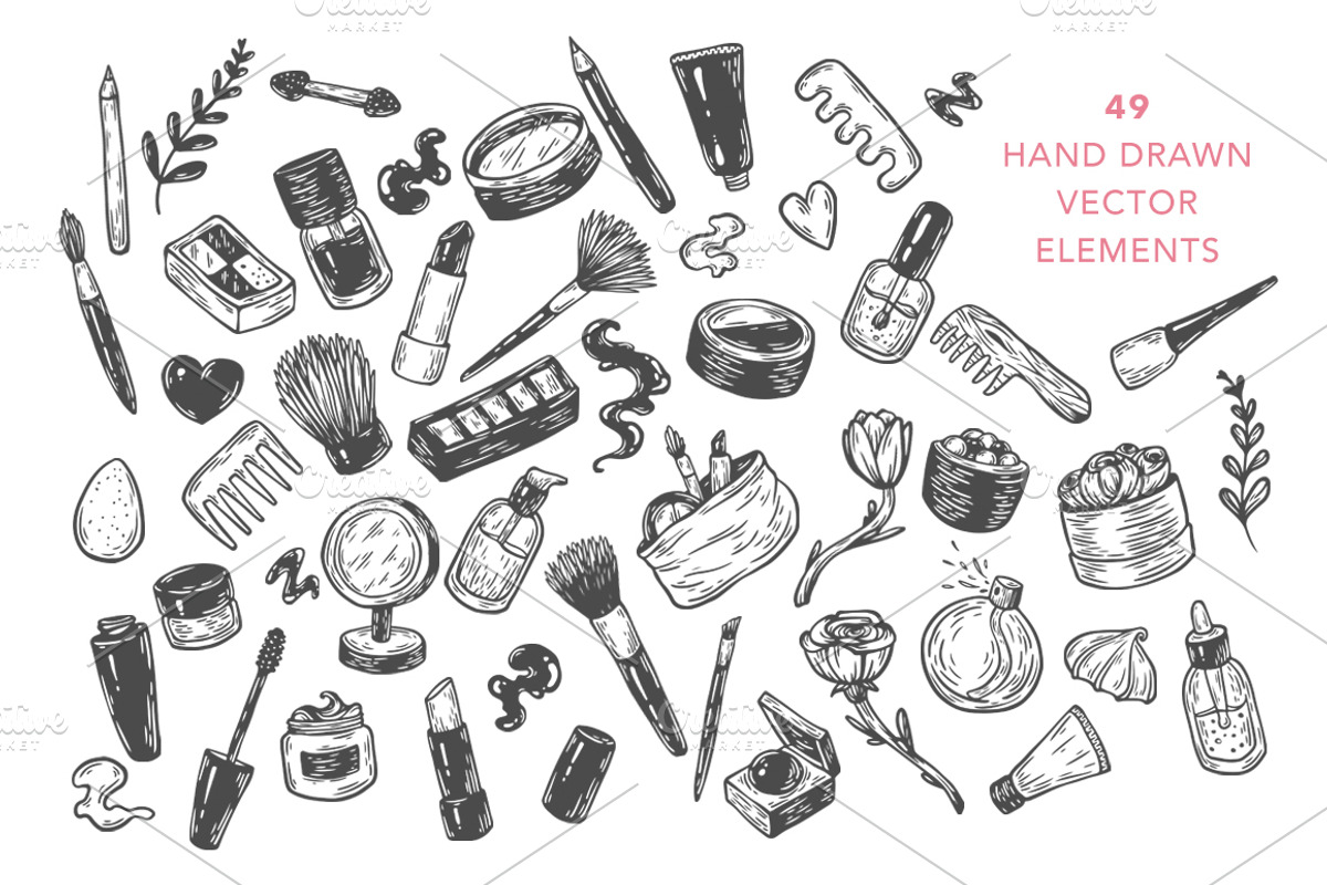 Cosmetics and makeup. Illustrations., an Illustration by Olga Olmix (Photo 2 of 7)