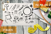 Emboidery tools and accessories, a Decorative Illustration by Alena Kaz (Thumbnail 2 of 3)