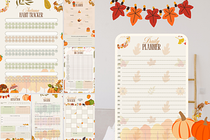 Fall habit tracker and planner, a Stationery Template by digital.incubator.yum