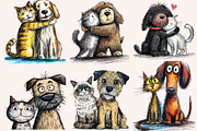 Quirky Dogs & Cats Illustrations, an Animal Illustration by PrintHaven Designs (Thumbnail 3 of 9)