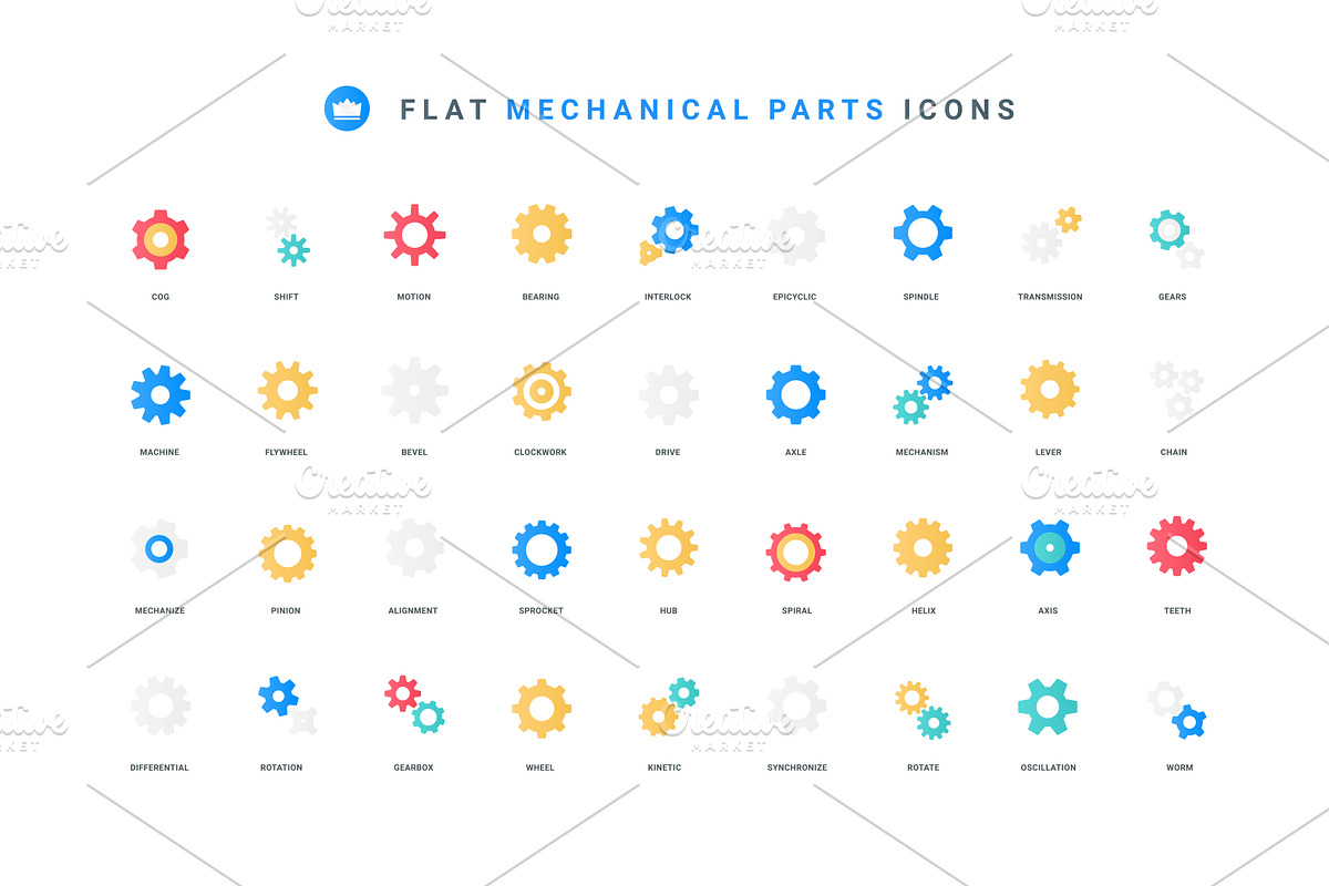 Gears cog wheels mechanical icons, an Illustration by Lemberg Vector