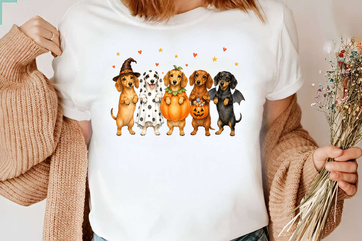 Halloween Dachshund Dog Ghost PNG, a Seasonal Illustration by CraftArtStudio (Photo 3 of 4)
