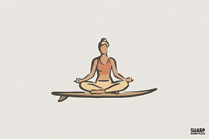 Yoga Surf Girl PNG, Zen Surfer Art, an Illustration by SharpMarketplace