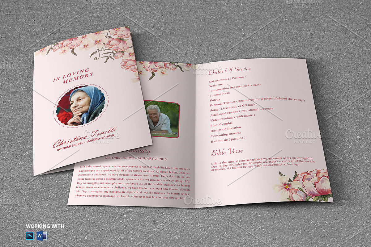 Funeral Program Template Flower, a Brochure Template by Madhabi Studio (Photo 2 of 5)
