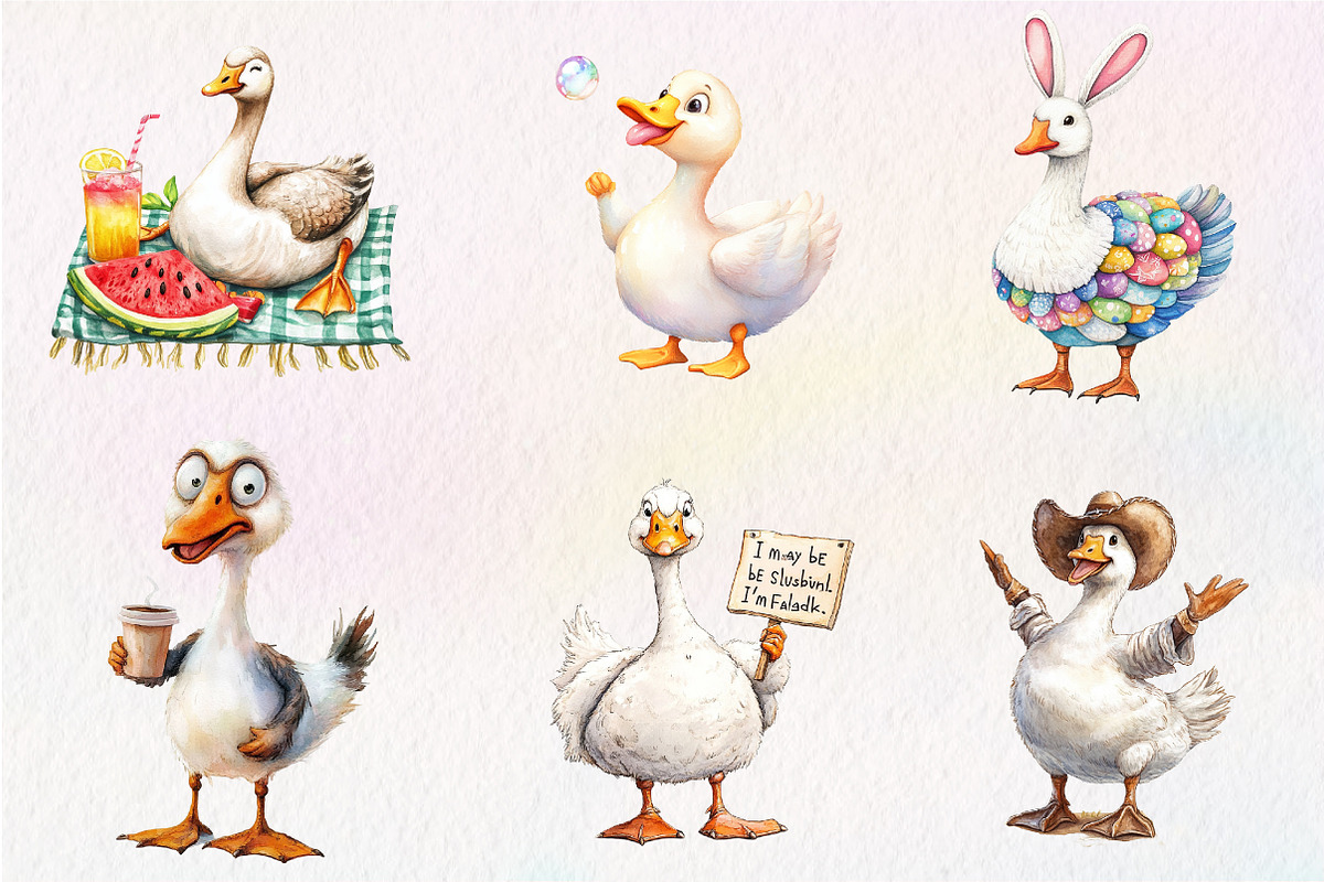 Silly Goose Sublimation Clipart, an Illustration by CreationArt (Photo 3 of 5)