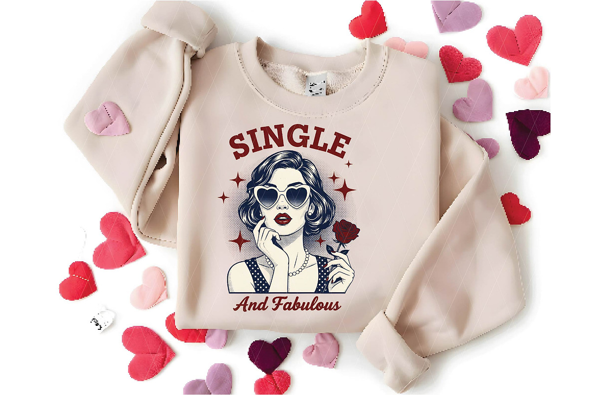 Single Retro Girl Valentine PNG, an Illustration by DreamPrint404 (Photo 6 of 8)