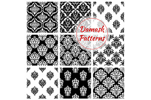 Old Damask Or Damasque Seamless Pattern Background