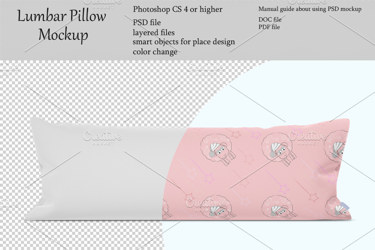 Lumbar pillow mockup. PSD mockup., a Mockup by NatalyaZelenova (Photo 1 of 5)