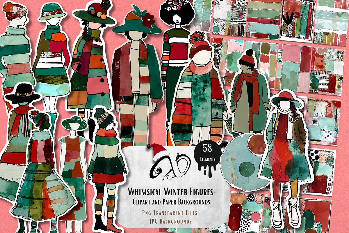 Whimsical Winter Figures paper dolls, a Person Illustration by NiiiNArt (Photo 1 of 6)