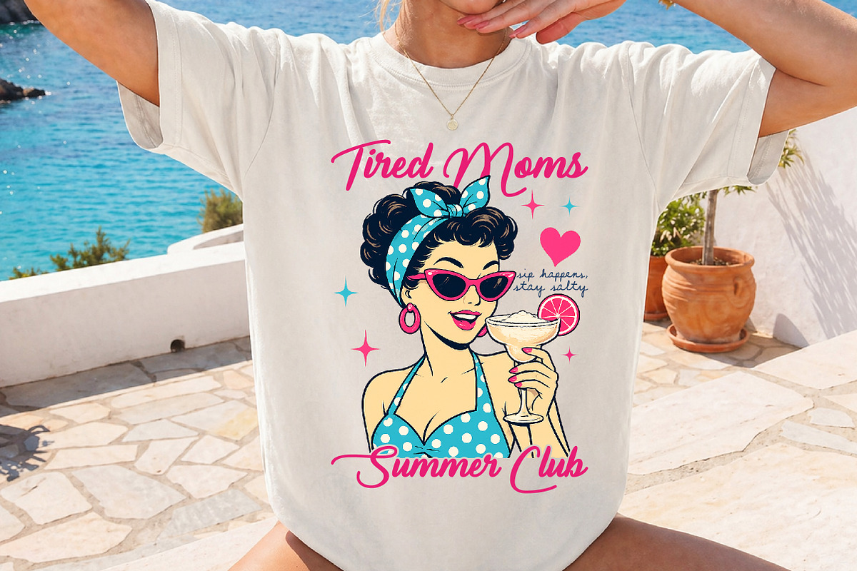 Tired Moms Summer Club, Trendy Funny, a Person Illustration by Libby Wishes (Photo 2 of 5)