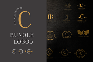 C letter MINIMAL VINTAGE LOGOS